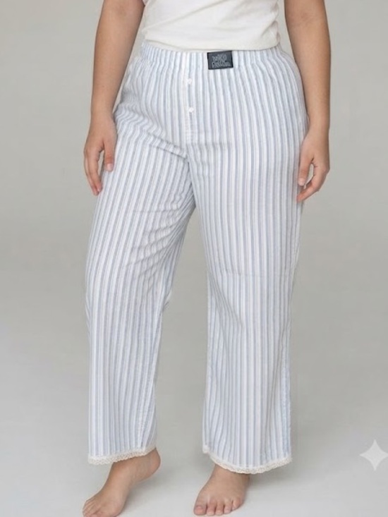 wild fable Pants - Wild Fable Blue Striped Lounge Pants Lace Trim Women's Size XL NWT